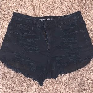 Black distressed American eagle shorts